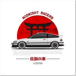 Midnight Racer White CRX JDM Posters and Art